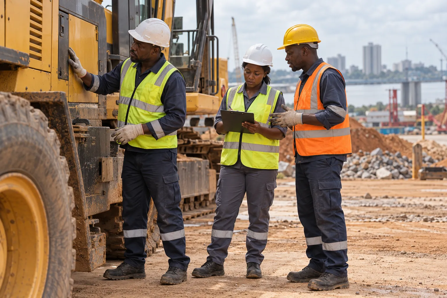 African professionals working on site
